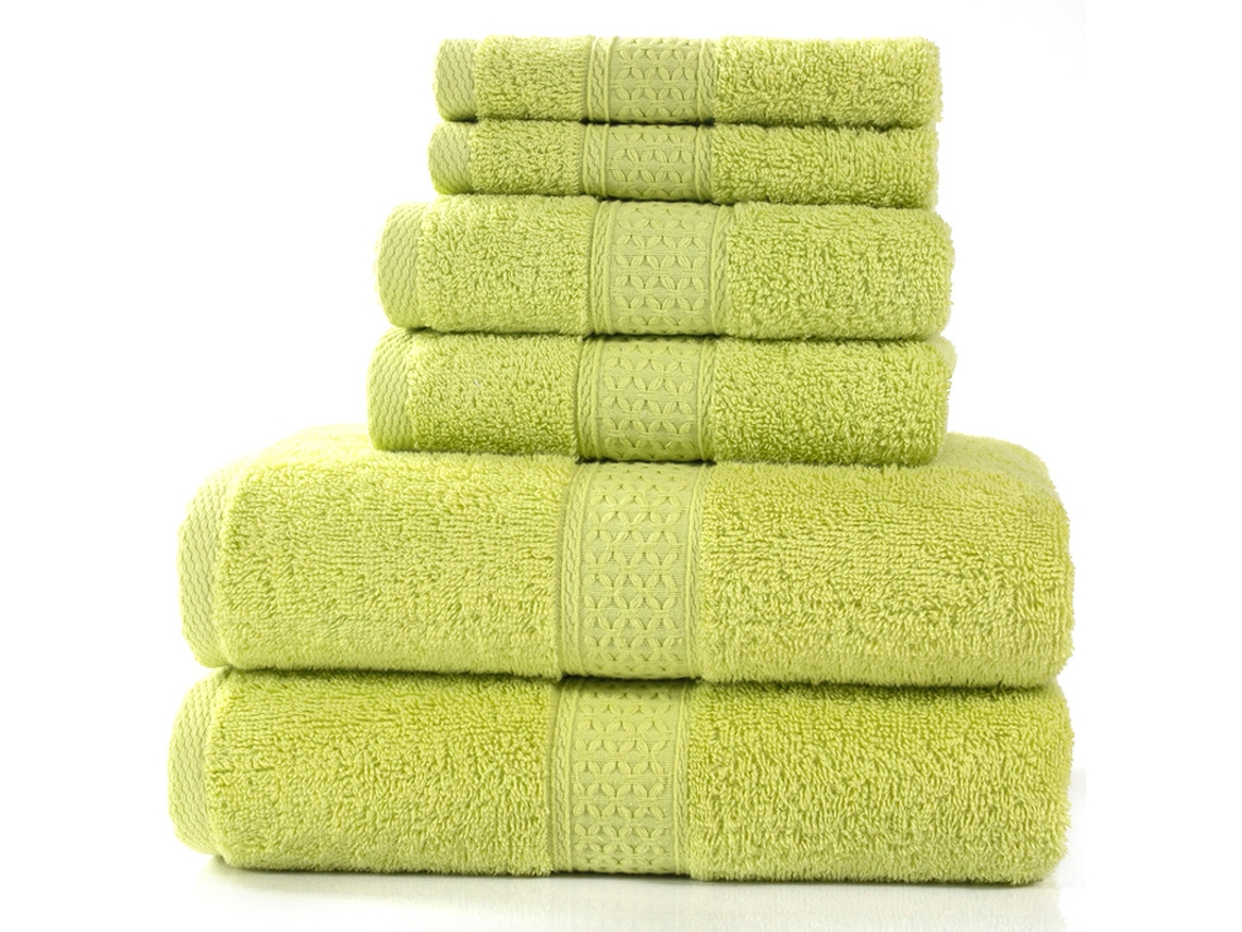 Conjunto De Três Toalhas De Banho Em Puro Algodão, Grossas, Macias E Altamente Absorventes, Na Cor Verde Claro. Siurn