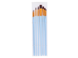 Set De 8 Pincéis De Pintura Com Cabeças Variadas E Cerdas Suaves Para Água, Óleo E Acrílico Com Vara Azul