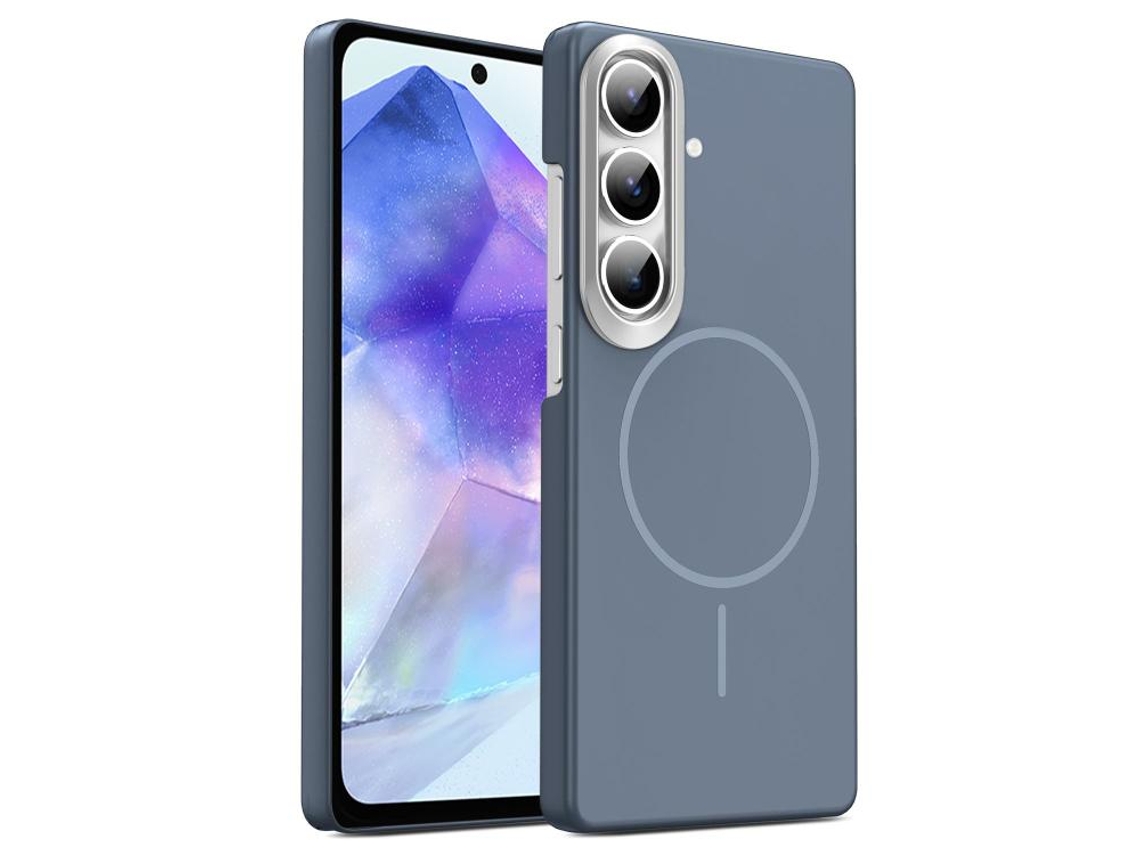 Capa Para Samsung Galaxy A55 5g Fina Circular Magsafe À Prova De Choque Dourada Em Policarbonato Cinza Carbono