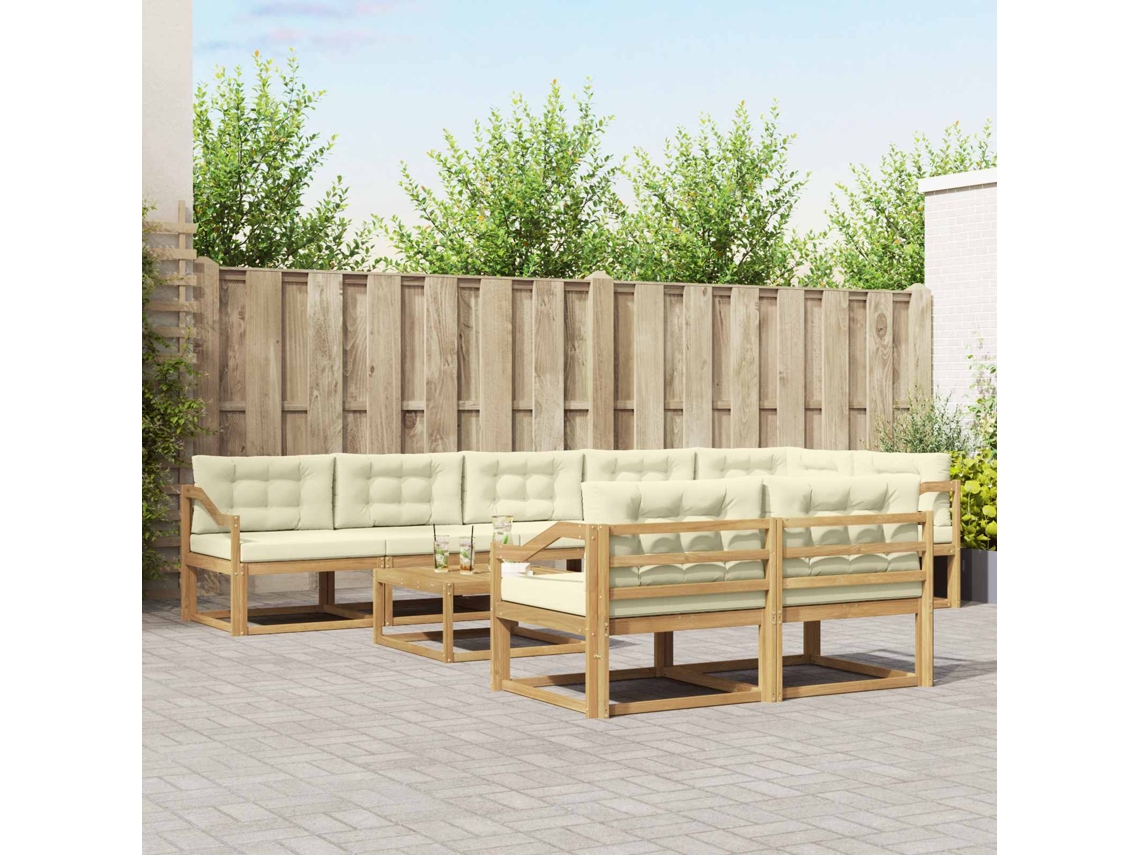 Vidaxl Conjunto De Sofás Para Exterior 9 Unid. Branco E Creme