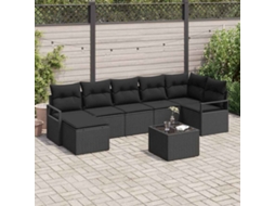 Vidaxl Conjunto De Sofás 8 Unid. Preto Vime Pe