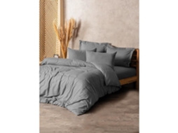 Conjunto de cama - Capa de edredom 220 x 240 + 2 fronhas 60 x 60, algodão reforçado - Cinza