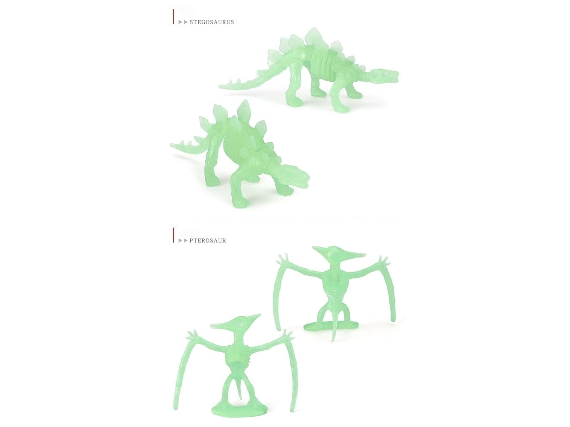 Primerox 12pcs Esqueletos Fossil Dinossauros Luminosos Tiranossauro Pterossauro Brinquedos