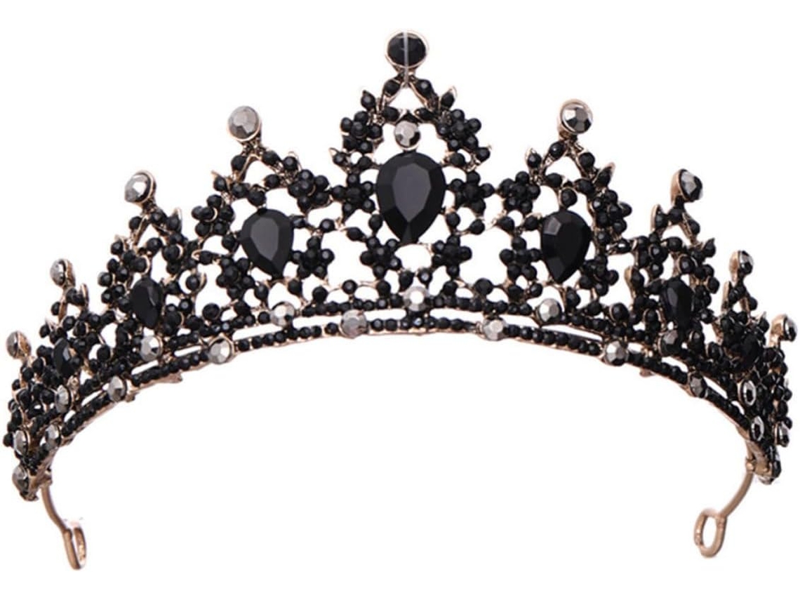 Tiara vintage metálica com efeito desbotado para casamento, Preta E Leve.