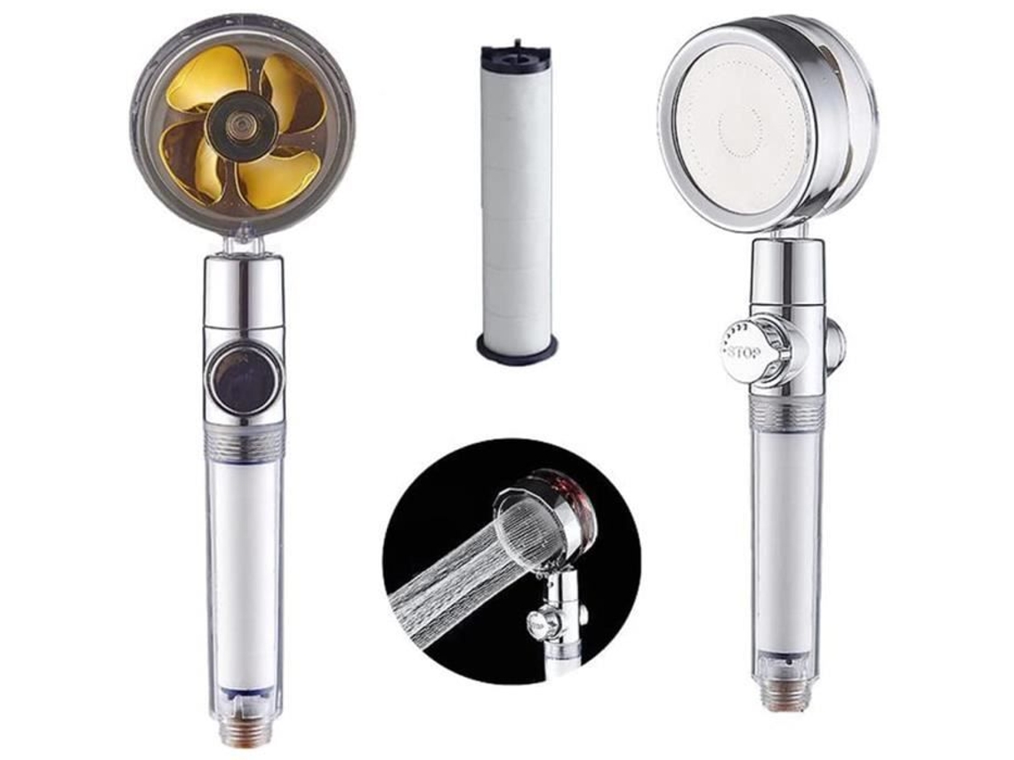 Chuveiro de hélice de alta pressão, chuveiro giratório de 360 ° de mão de alta pressão, com 1 filtro e 128 S/MARCA