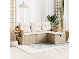 Conjunto de Móveis de Jardim HARLANV1 com 4 peças, sofás com almofadões Vime vidro