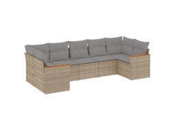 Conjunto de 7 sofás para jardim com almofadões Vime Pe Bege MAISON EXCLUSIVE (7 peças)