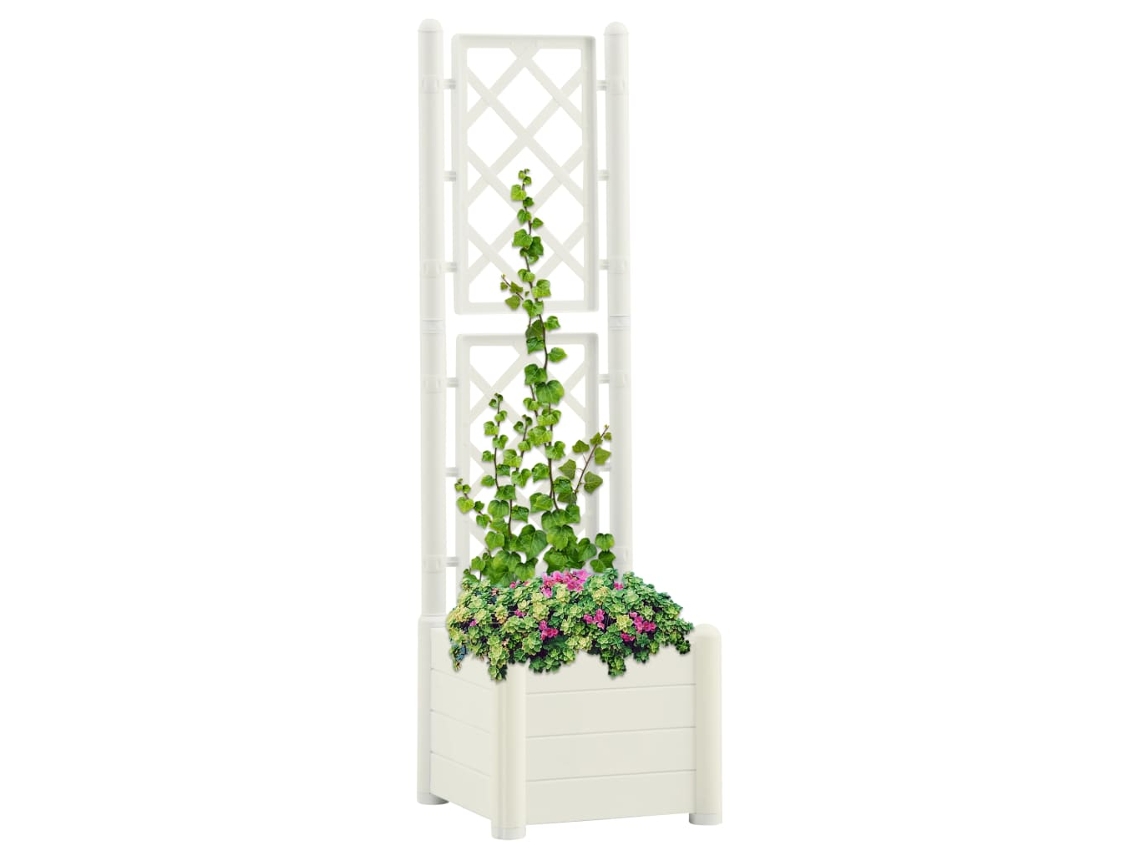Vidaxl Vaso/floreira De Jardim Com Treliça 43x43x142 Cm Pp Branco