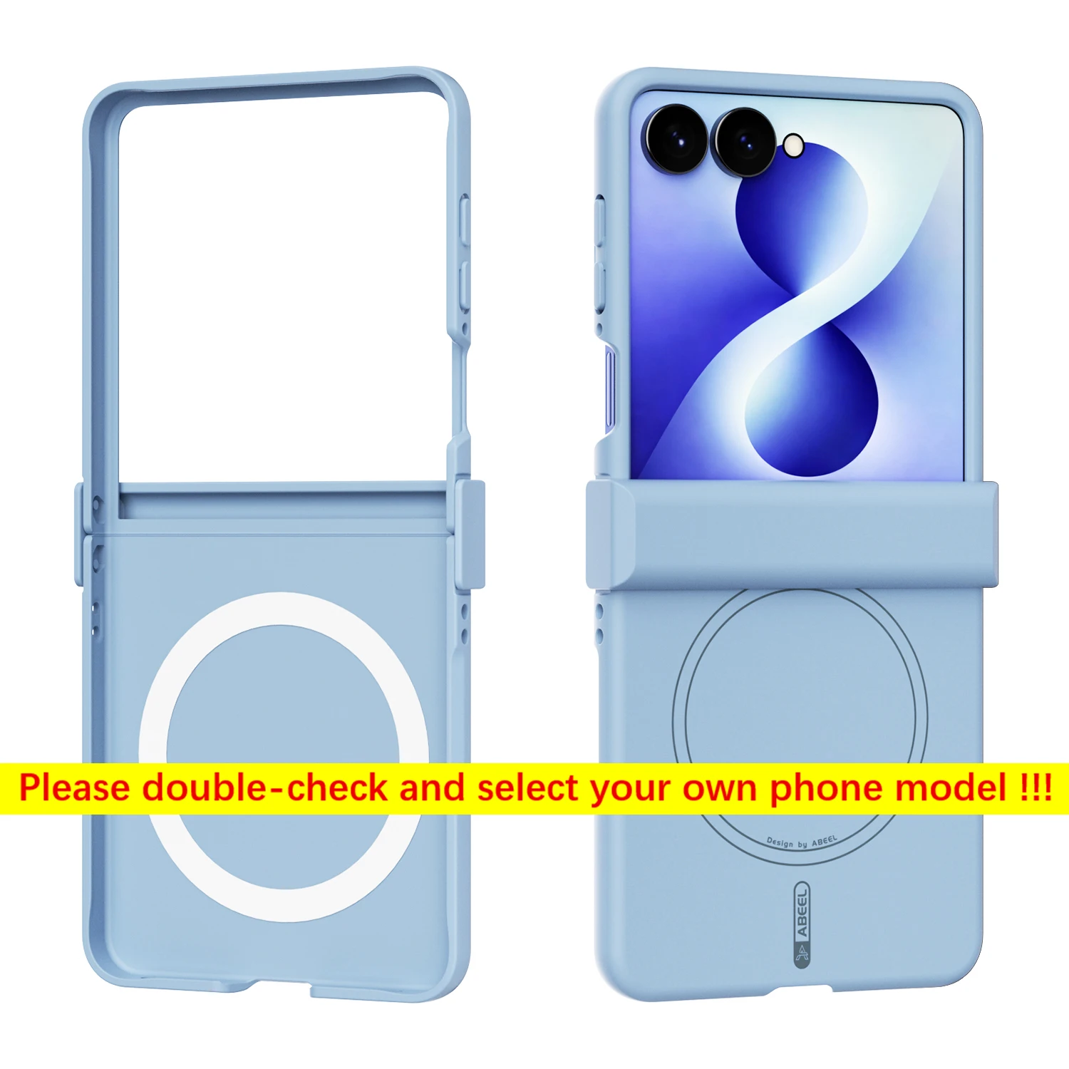 (azul Celeste Flip7) Capa Rígida De Policarbonato Com Carregamento Sem Fio Magnético Em Silicone