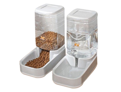 Conjunto de Dispenser de Comida e Água Por Gravidade para Cães e Gatos com Tigela KOFIHETY