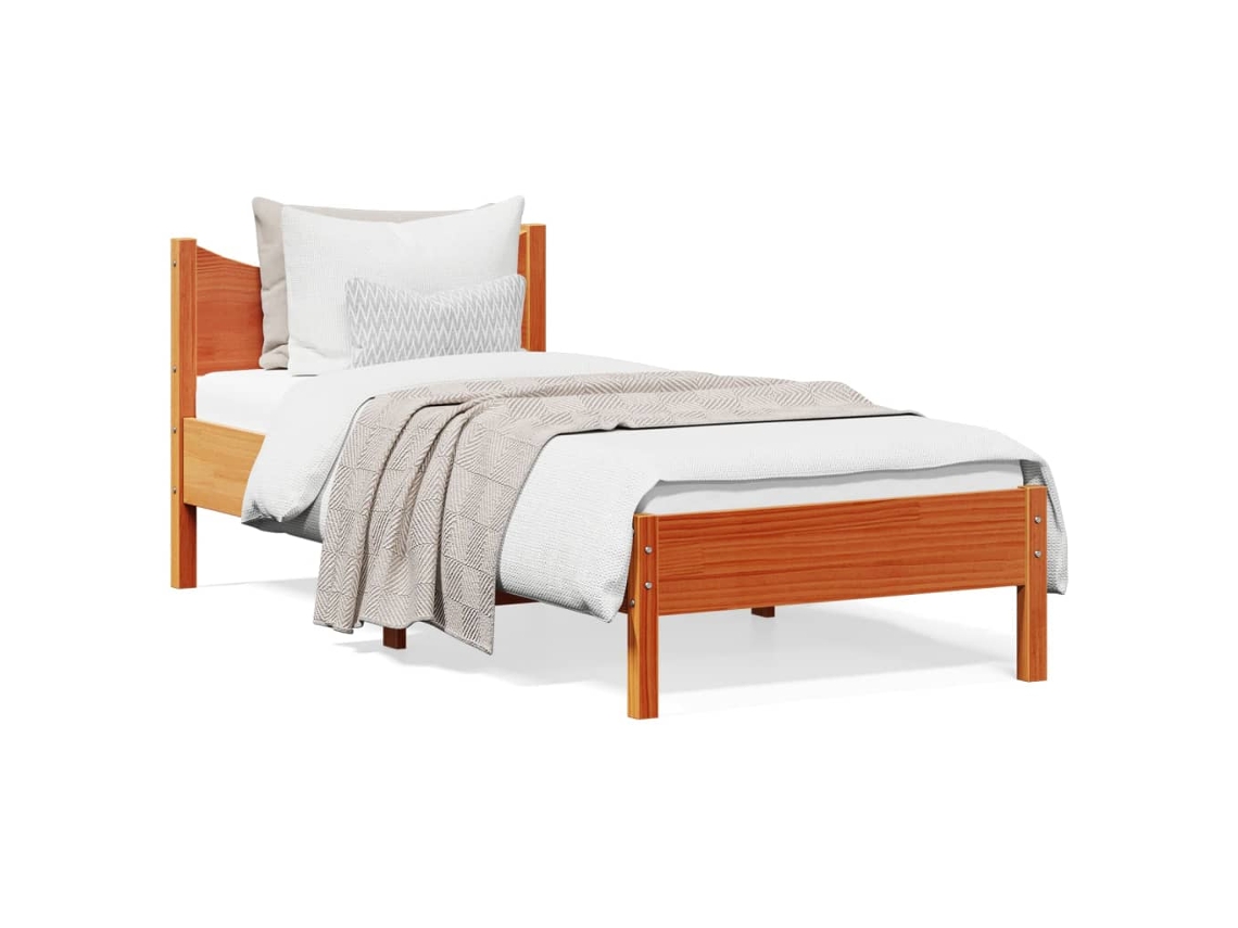Cama Sem Colchão 100x200 Cm Pinho Maciço Castanho mel MAISON EXCLUSIVE