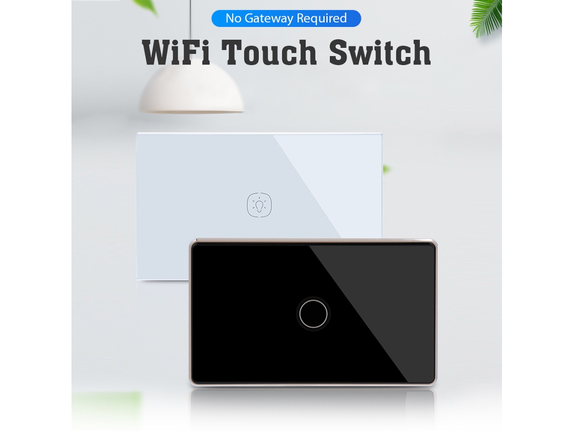 Interruptor de parede inteligente com Wi-Fi e tela sensível ao toque (controle remoto, painel de vidro)