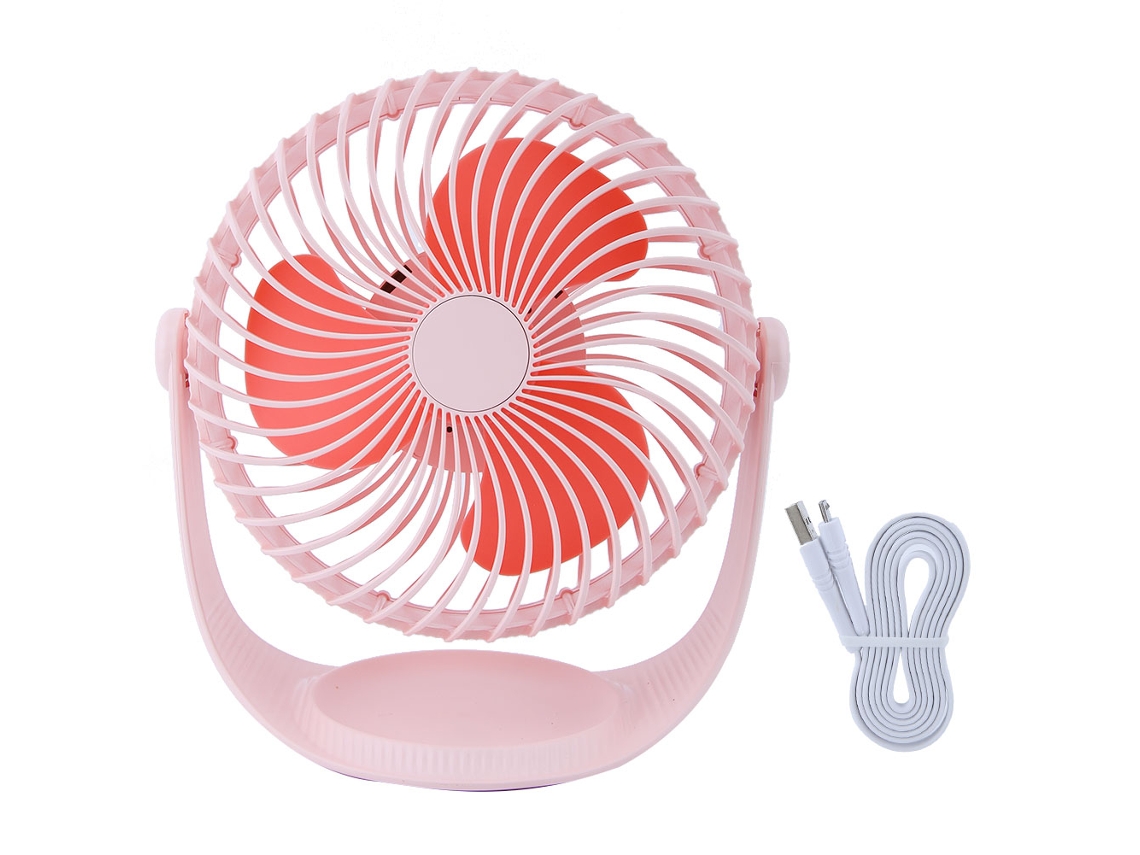 Ventilador de Mesa Mini Usb 7 Polegadas Giratório Rosa