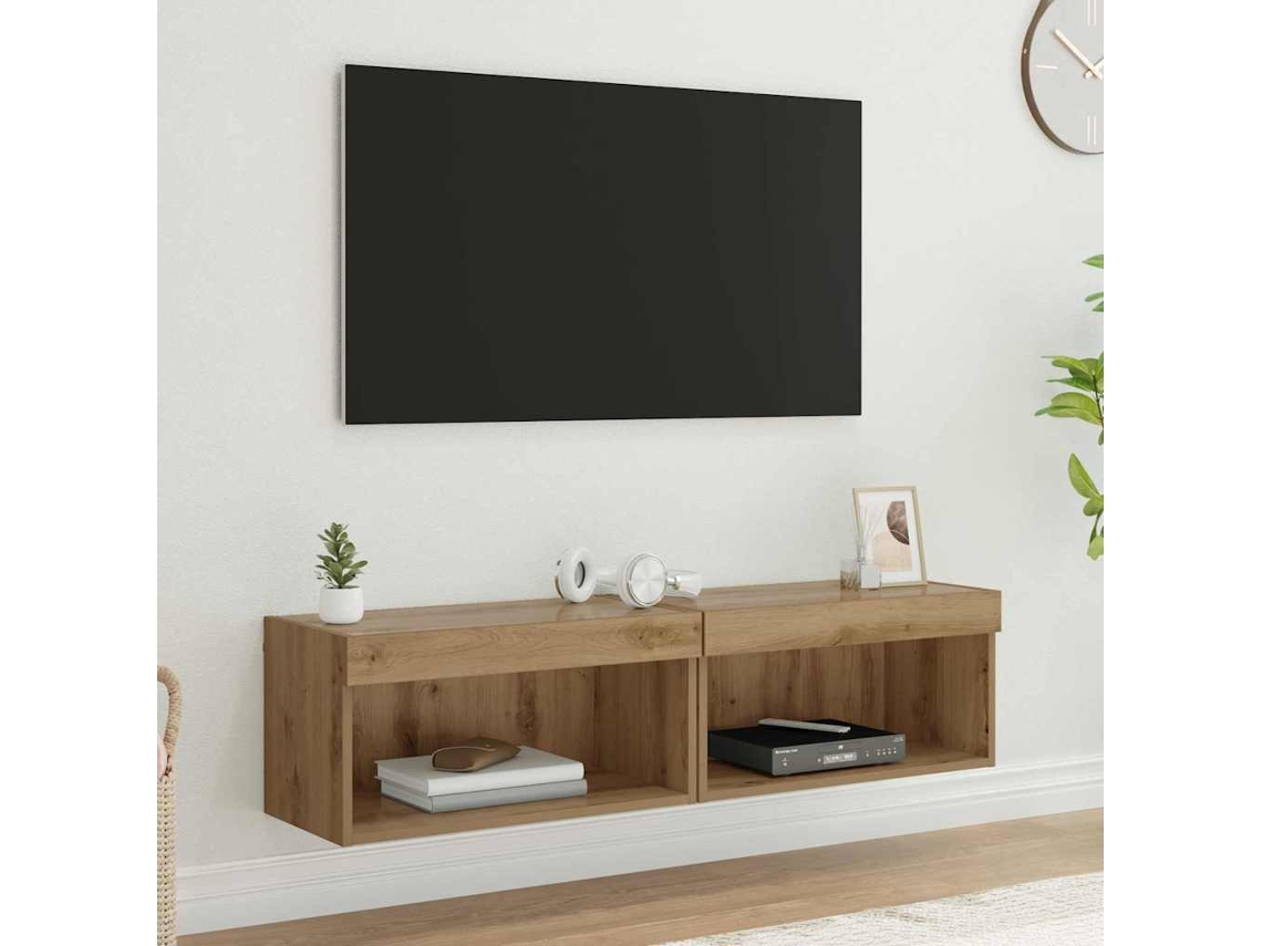 Vidaxl Conjunto de Móvel de Tv com Led 2 Pcs Carvalho Artesanal