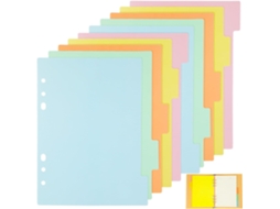 Pastas com fichas multicoloridas em plástico, 10 unidades, divisórias laminadas para mesa, ideais para