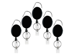 Portadores de Tarjetas Retractiles com Clip e Mosqueton para ID e Chaves Bgd 5 Peças S/MARCA