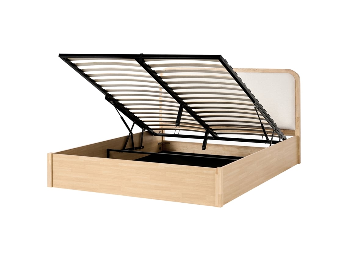 Cama Con Almacenaje Beliani Perouges De Mdf Marrón 190x212x104