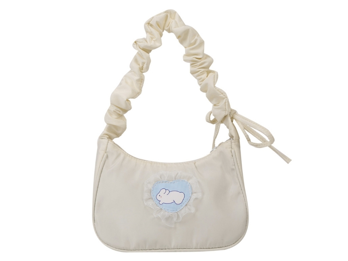Bolsa de ombro com cordão feminina, nylon, estilo sacola, pregas, alça transversal AQUAFORGE