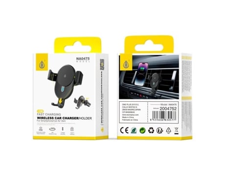 Na0475 Soporte Universal De Movil Para Airvent De Coche Soporta Carga Inalambrica 15w Jc