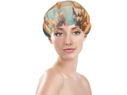 Touca De Banho Feminina, Reutilizável, Impermeável, Dupla Camada, Com Elástico, Ideal Para Cabelos Longos, Com Estampa