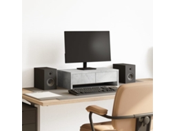 Vidaxl Suporte Monitor C/ Gavetas Derivados Madeira Cinzento Cimento