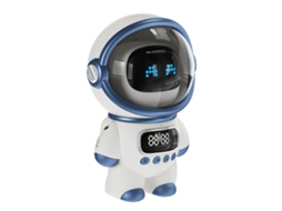 Rebe-altavoz Bluetooth Astronauta Inteligente Com Relógio E Luz Noturna Presente De Aniversário Branco