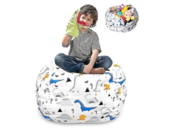 Puf Infantil Para Guardar Bichinhos De Pelúcia, Com Alça E Capa Resistente De Algodão.