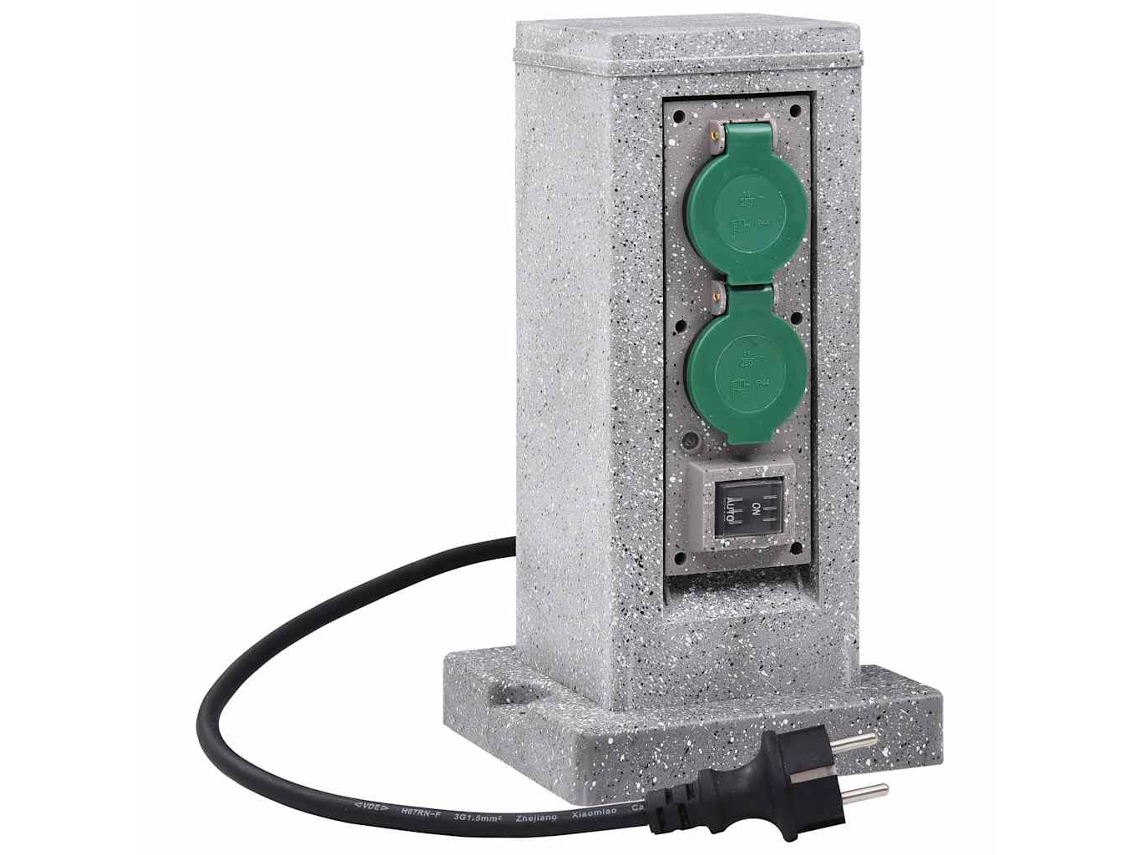 Vidaxl Pilar De Tomadas P/ Jardim Com Sensor De Crepúsculo Plástico
