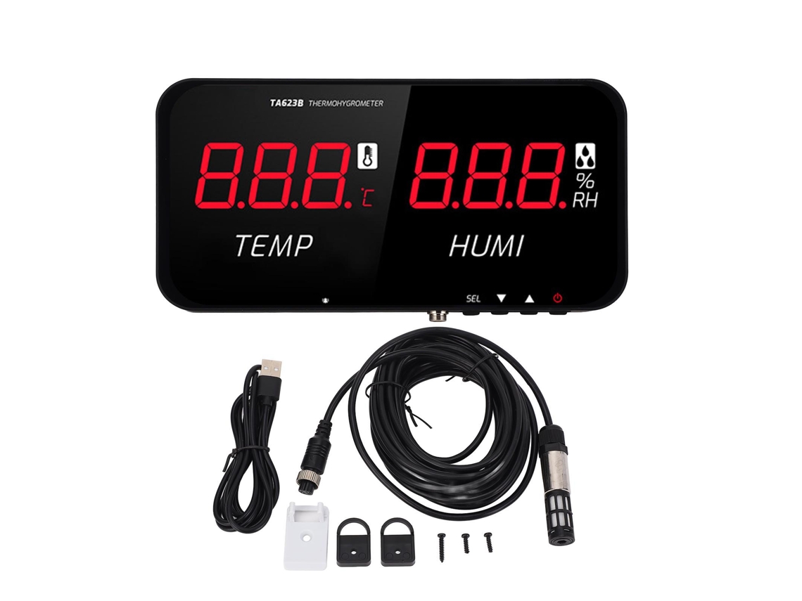 Yuru medidor Industrial de Temperatura e Umidade com Tela LED 13 polegadas, Sonda Externa 5m