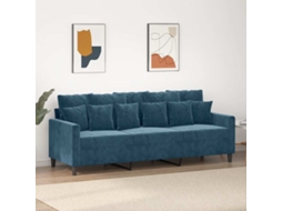 Vidaxl Sofá De 3 Lugares 180 Cm Veludo Azul