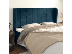Vidaxl Cabeceira Cama C/ Abas Veludo 183x23x118/128 Cm Azul-escuro