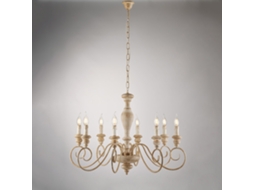 Cascina - Lustre De Madeira E Ferro Branco E Cinza Pomba 8 Luzes 121 - Ø82 - Bl265-8-bt