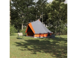 Vidaxl Barraca Tipi 8 Pessoa Cinza E Laranja Tafetá