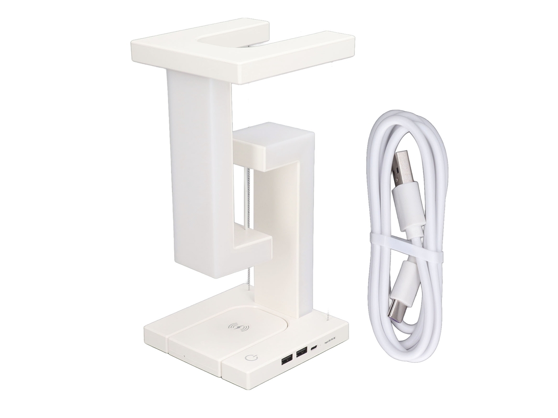 2026 lâmpada de Mesa Magnética Levitante com 3 Níveis de Toque, Led e Carregamento Sem Fio para Telefones Branco