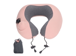 Travesseiro Cervical Inflável Viagem Rosa