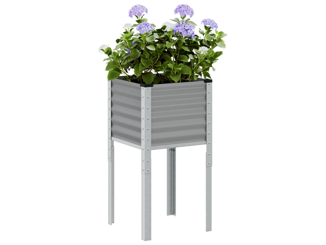 Vidaxl Vaso/floreira De Jardim 45x45x88 Cm Aço Cinzento