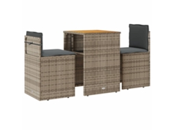 Pcs Conjunto Bistrô com Almofadões Vime Pe Cinza MAISON EXCLUSIVE