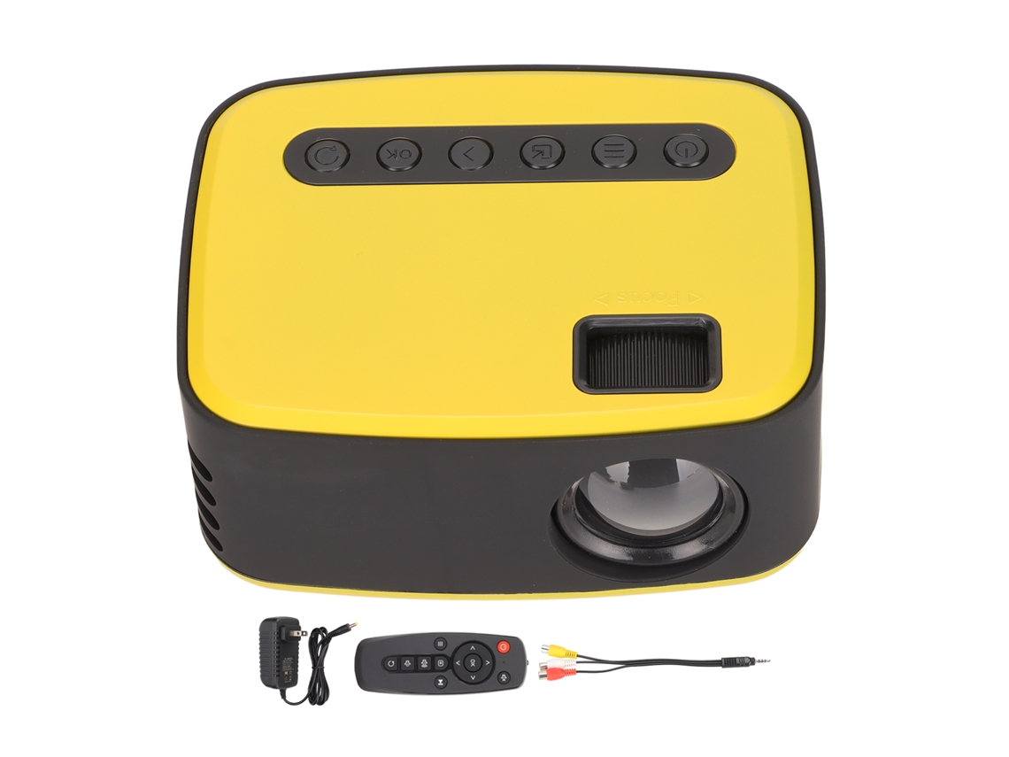 Projetor Mini Portátil 1080p com Alto-falante 2W, Interface Micro USB, Amarelo/Preto | S/MARCA