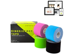 Kalahari 4 X Rolos De Fita Kinesiológica Profissional Com E-Book De Aplicações - Kinesiology Tape Para Melhor Adesão E Resistência À Água E Suor