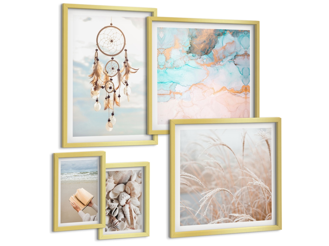 Conjunto De Pinturas Boho Sonhos Praia Natureza Espelharte (5 Peças)