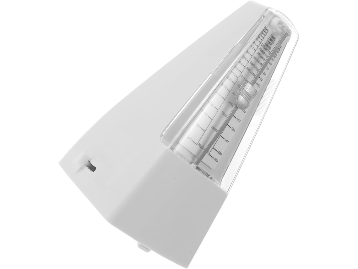 Metrônomo Mecânico Branco Neutro Com Sino De Destaque, Portátil, Para Piano E Guitarra.