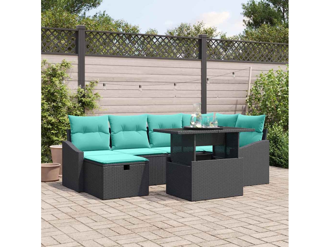 Vidaxl Conjunto De Sofá De Jardim 7 Unid. Vime Pe