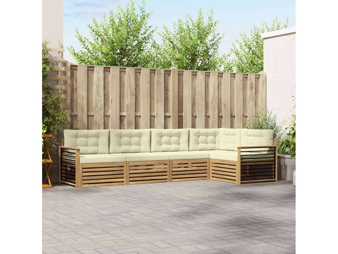 Vidaxl Conjunto De Sofás Para Exterior 6 Unid. Branco E Creme