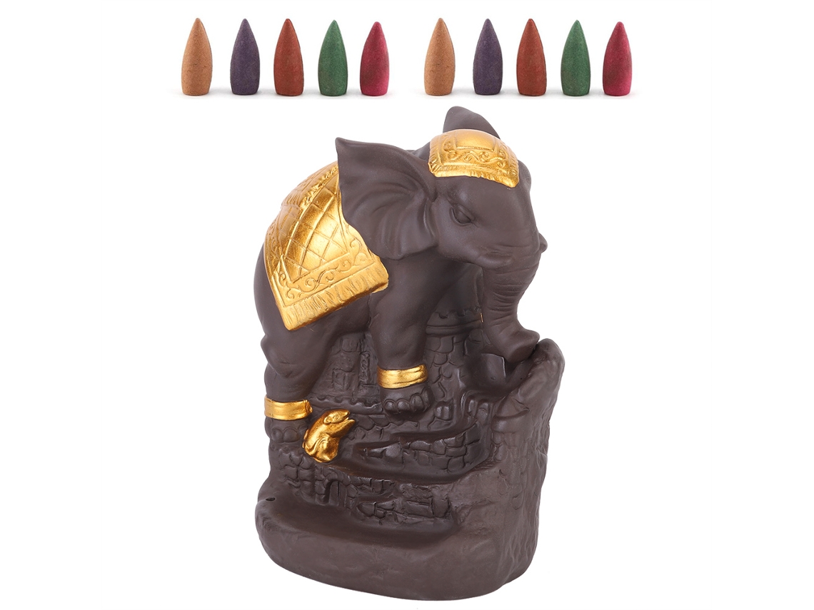 Incensário de Cerâmica em Forma de Elefante LAXISCREED, Dourado
