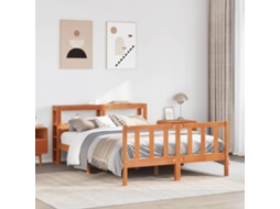 Vidaxl Estrutura Cama C/ Cabeceira 160x200cm Pinho Maciço Castanho-mel