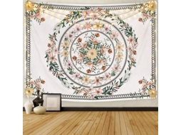 Tapiz Mandala Com Medalhão Floral Desenhado No Estilo Boêmio Para Decoração De Casa