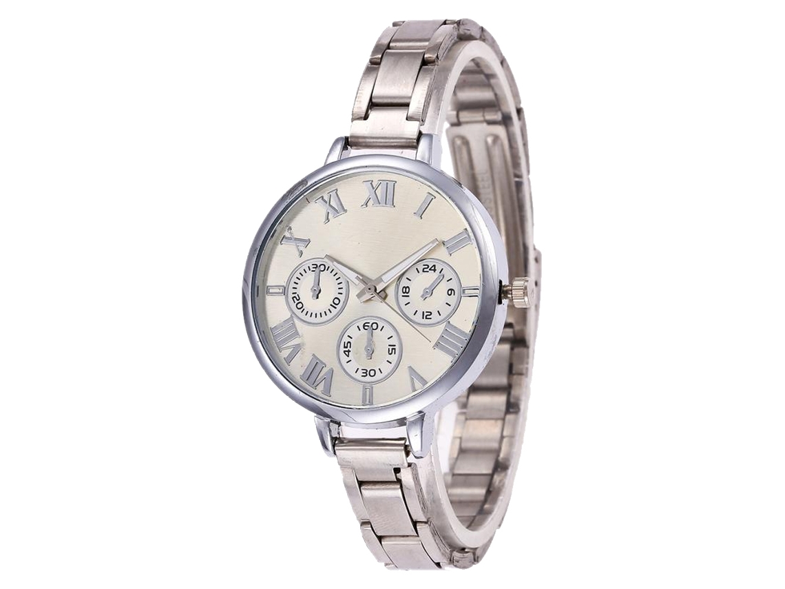Reloj De Cuarzo Elegante Y Casual Unisex Con Correa De Acero Regalo (plata)