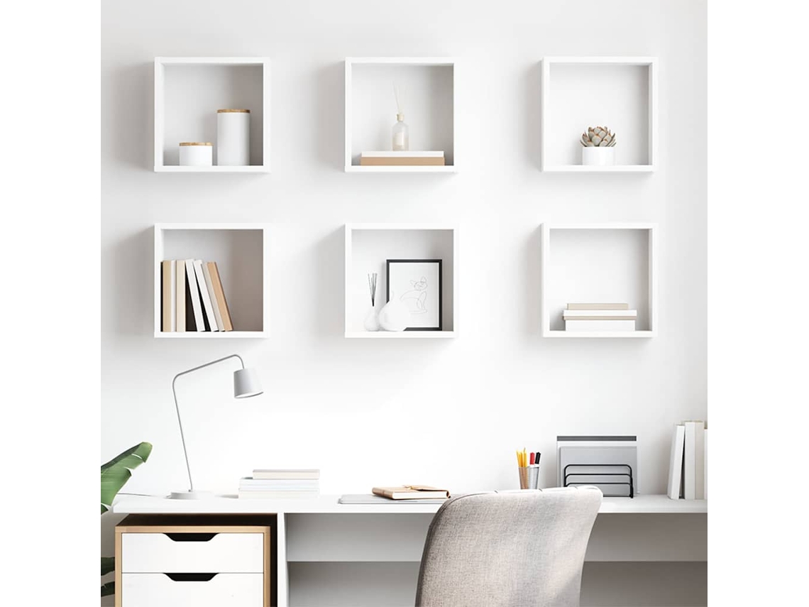 Vidaxl Prateleiras De Parede Em Forma De Cubo 6 Pcs 30x15x30cm Branco