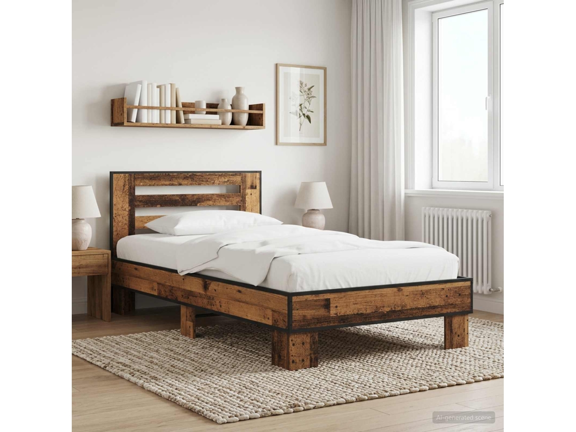 Vidaxl Estrutura De Cama Com Cabeceira Madeira Antiga 80 X 200 Cm