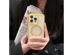 Capa Para Iphone 17 Air Transparente Amarela Com Acabamento Fosco Magnético. Design Simples Com Trilha Magnética E Proteção Contra Quedas.